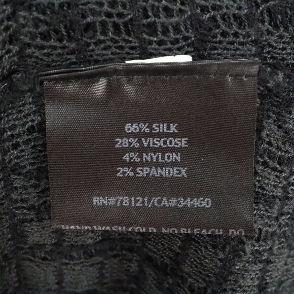 Eileen Fisher Sweater Womens Medium Black Silk Blend Cardigan Long Open Front - Picture 5 of 14